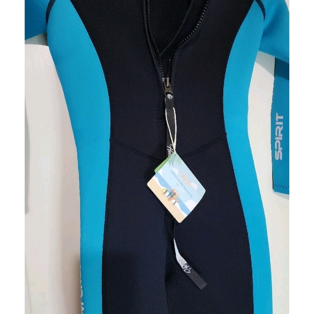 Hevto Vigor 1 Wetsuit Neoprene and Nylon Youth Size 12 Black/Aqua  New With Tags - Picture 2 of 7